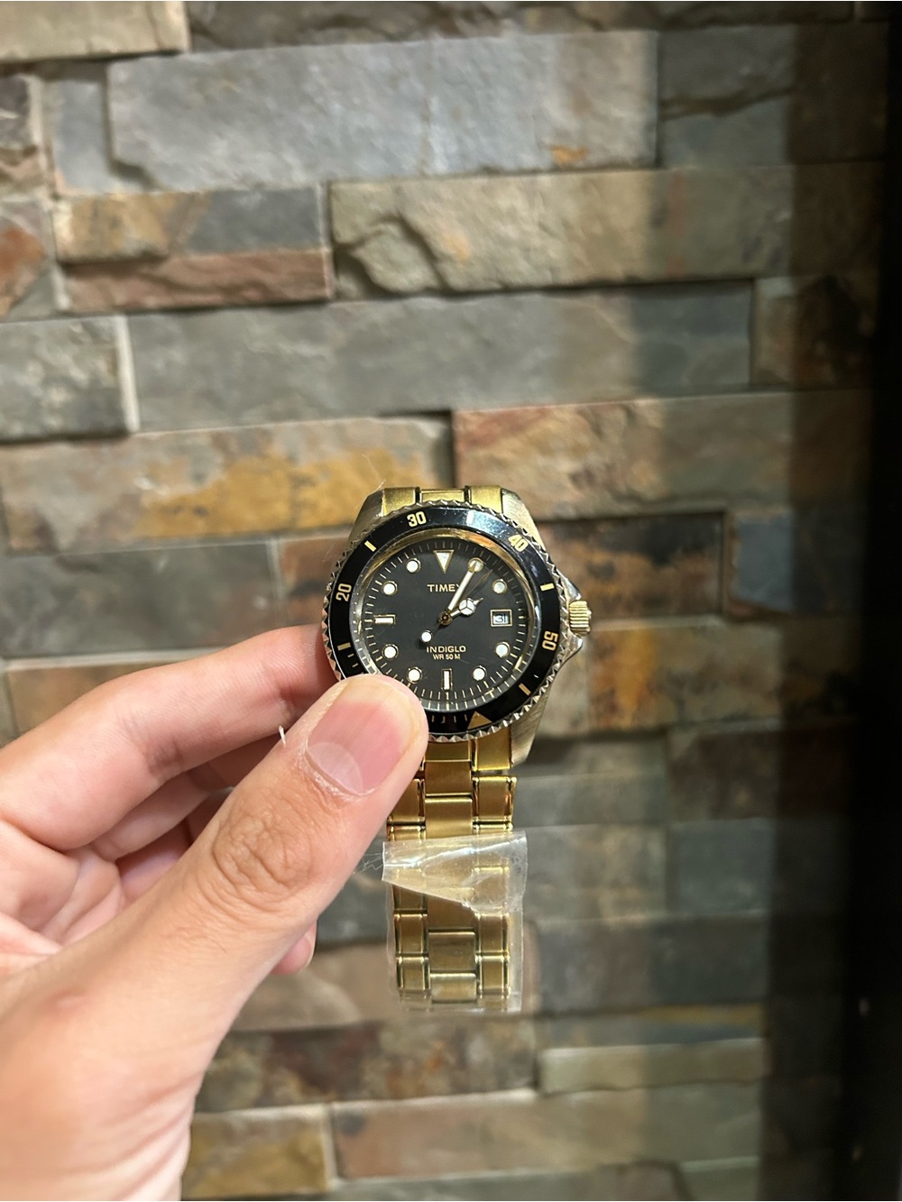 Timex Gold and Black Dive-Style Watch